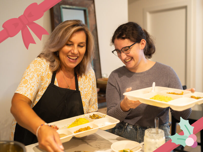 mother and daughter at cooking class